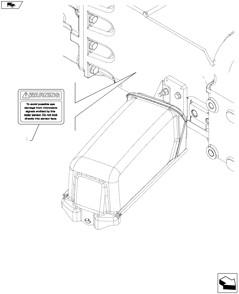 Схема запчастей Case IH FARMALL 105U - (90.108.AC[20]) - STD + VAR - 390500 - WARNING DECAL, RADAR, NA (90) - PLATFORM, CAB, BODYWORK AND DECALS