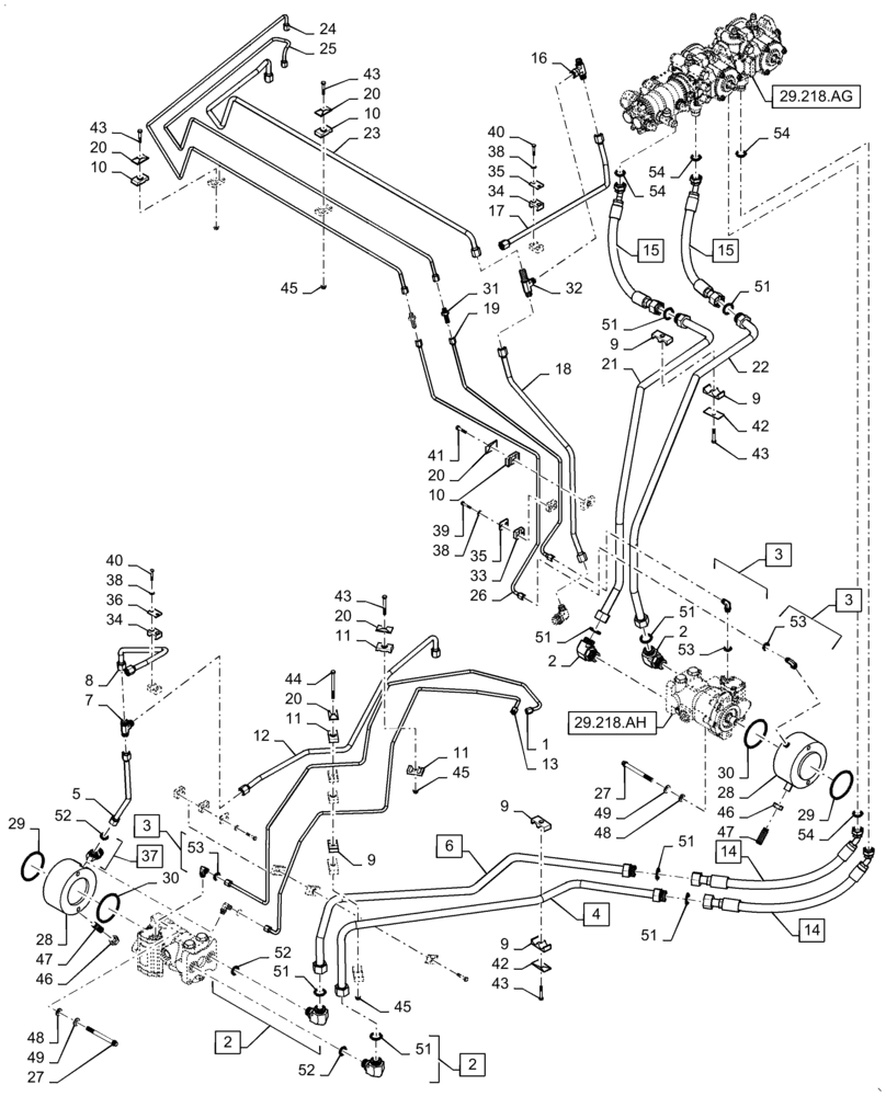 Схема запчастей Case IH WD1903 - (29.204.AB) - DRIVE, HYDRAULIC SYSTEM, STANDARD (29) - HYDROSTATIC DRIVE