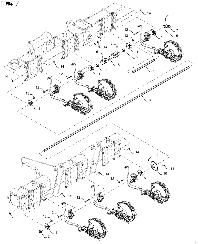 Схема запчастей Case IH 1255 - (61.901.AF[02]) - SEED METER, CABLE DRIVEN SHAFT, OUTER LEFT FOR 16 ROW (61) - METERING SYSTEM
