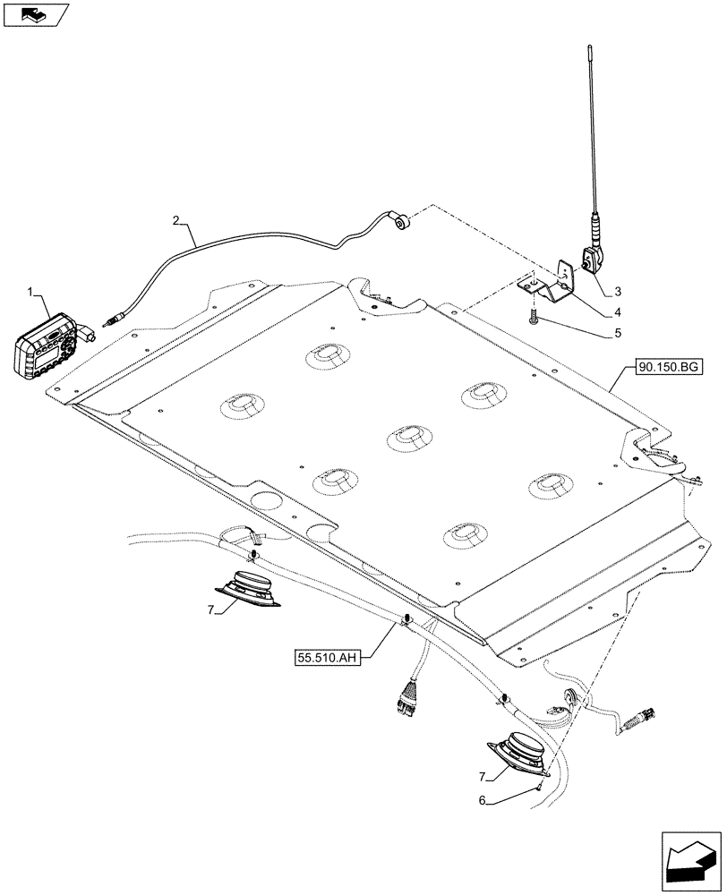Схема запчастей Case IH FARMALL 115C - (55.512.AA) - RADIO, SPEAKER, ANTENNA (55) - ELECTRICAL SYSTEMS