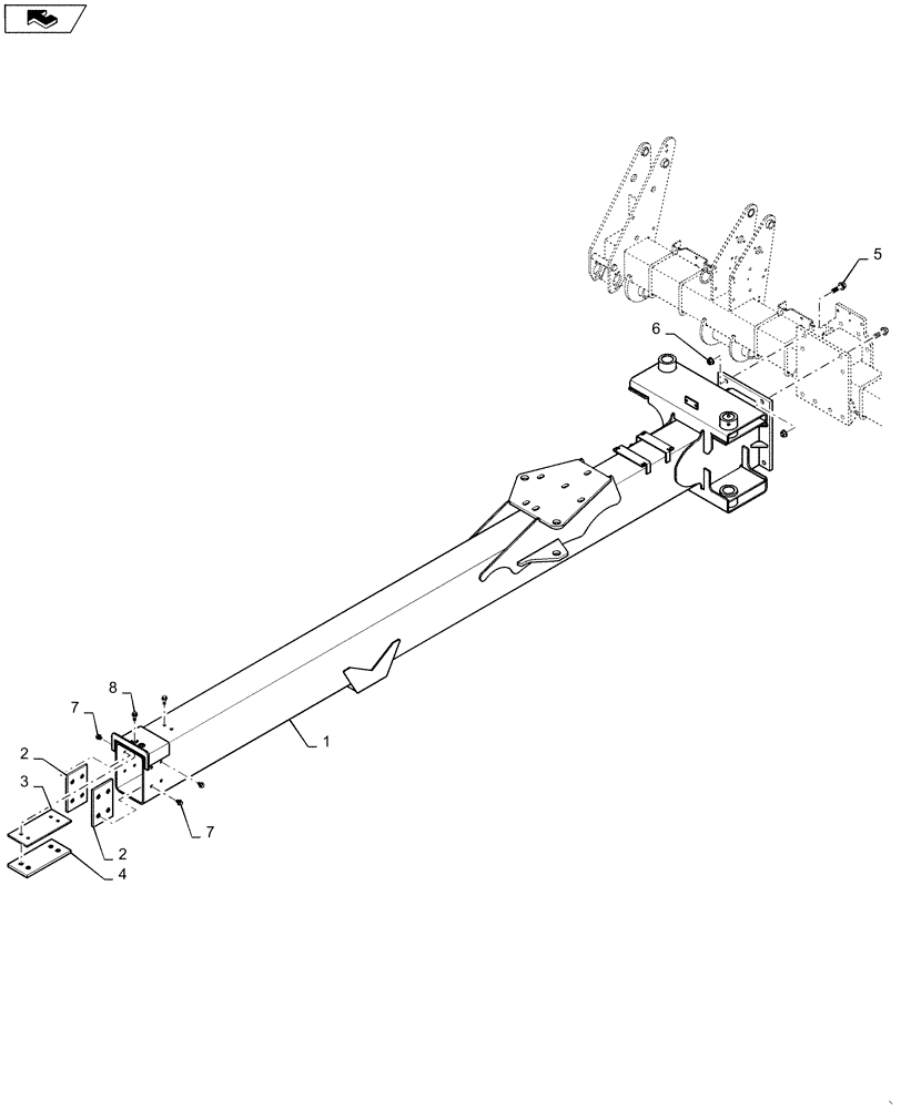 Схема запчастей Case IH 1255 - (39.110.AB[02]) - OUTER HITCH FOR 16 ROW (39) - FRAMES AND BALLASTING