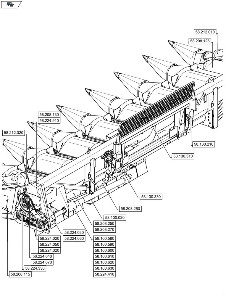 Схема запчастей Case IH 2608XR - (58.000.00[07]) - SECTION INDEX - ATTACHMENTS/HEADERS (58) - ATTACHMENTS/HEADERS