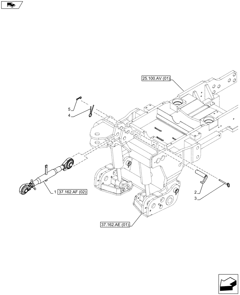 Схема запчастей Case IH FARMALL 85C - (37.162.AF[01]) - VAR - 331789 - 3 POINT HITCH, FRONT, UPPER LINK, W/O FRONT PTO (37) - HITCHES, DRAWBARS & IMPLEMENT COUPLINGS
