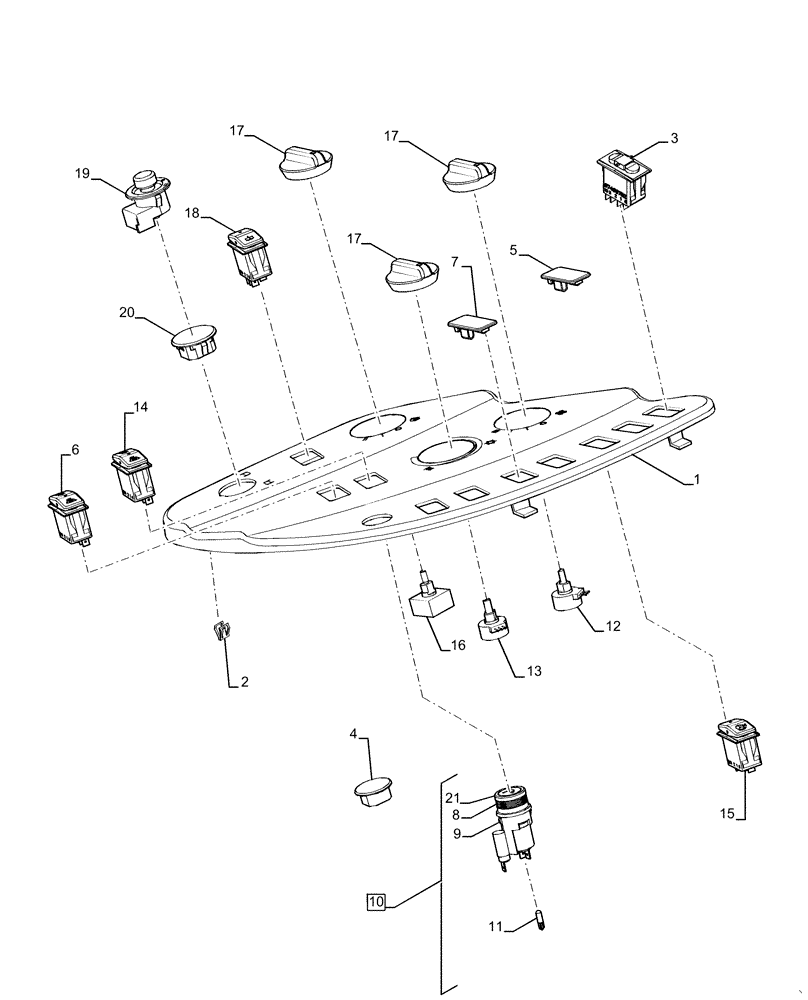 Схема запчастей Case IH MAGNUM 280 - (55.512.BG) - CONTROLS, RIGHT FENDER CONSOLE (55) - ELECTRICAL SYSTEMS