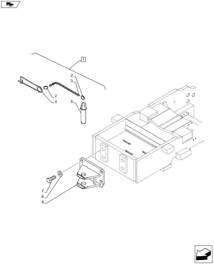 Схема запчастей Case IH FARMALL 85C - (39.140.AF[02]) - VAR - 331122 - FRONT WEIGHT CARRIER, TOW HOOK (39) - FRAMES AND BALLASTING