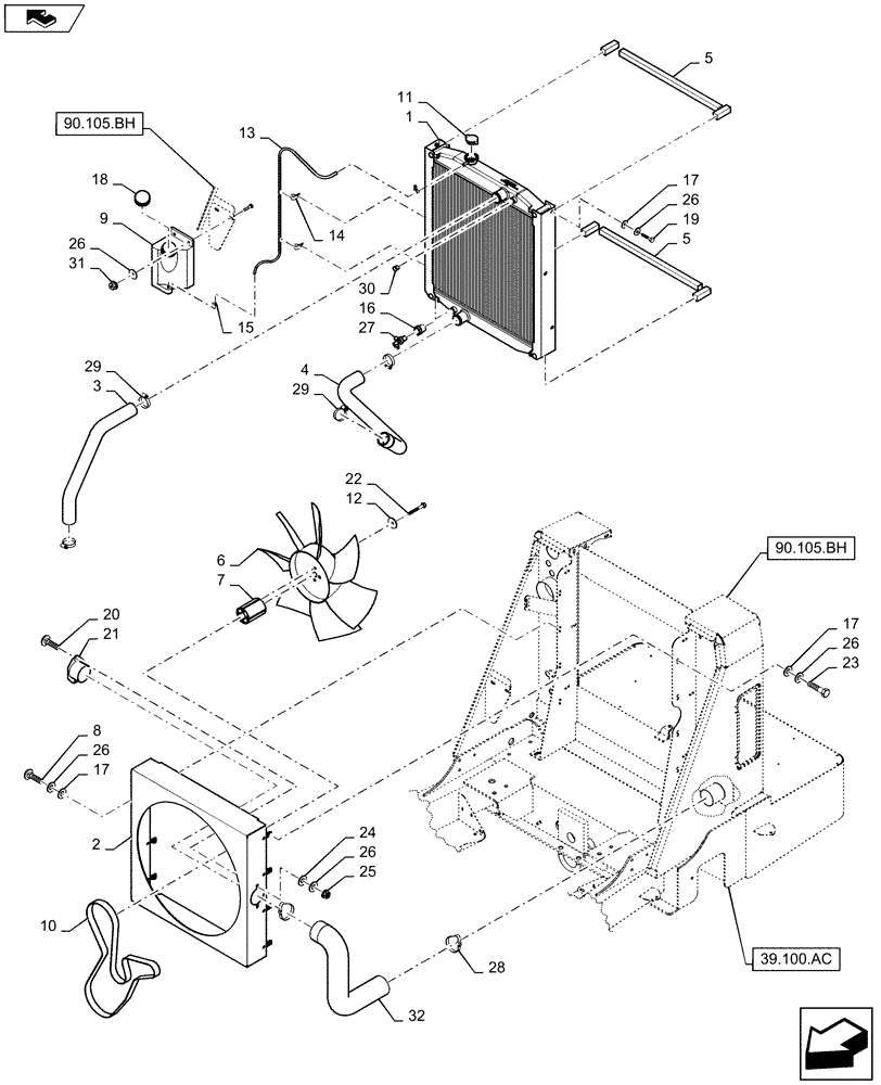 Схема запчастей Case IH WD1203 - (10.400.BE[02]) - RADIATOR & RELATED PARTS, 4 CYLINDER (10) - ENGINE