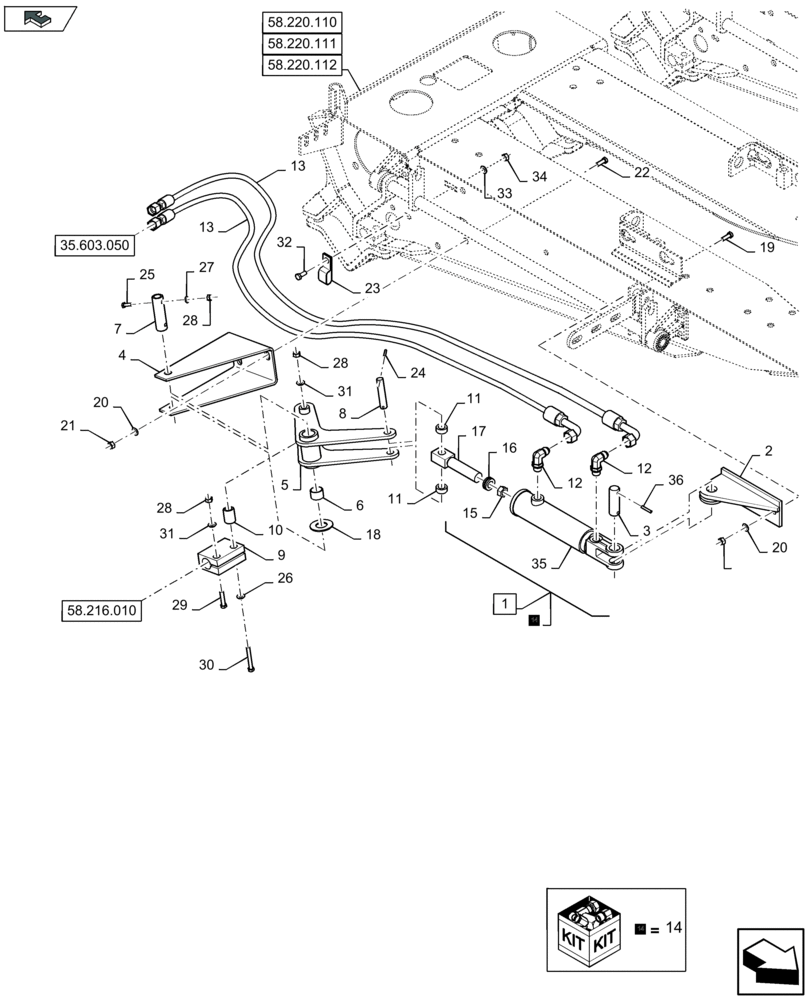 Схема запчастей Case IH 2608XF - (35.603.060) - DECK/STRIPPER PLATES CONTROL (35) - HYDRAULIC SYSTEMS