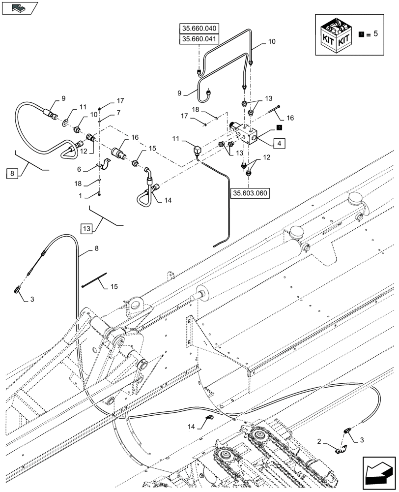 Схема запчастей Case IH 2608XF - (35.603.055) - DECK/STRIPPER PLATES CONTROL, HYDRAULIC VALVE FOR MIDRANGE COMBINES ONLY (35) - HYDRAULIC SYSTEMS