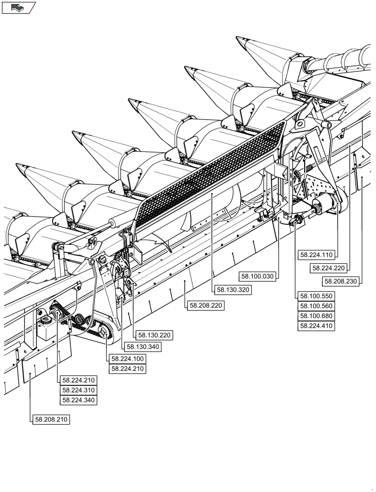 Схема запчастей Case IH 2608XF - (58.000.00[02]) - SECTION INDEX - ATTACHMENTS/HEADERS (58) - ATTACHMENTS/HEADERS