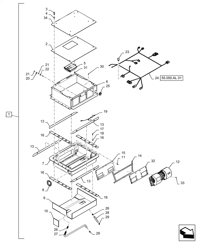 Схема запчастей Case IH MAGNUM 340 - (50.200.CB[02]) - AIR CONDITIONING, CLIMATE CONTROL WITH AUTO TEMPERATURE CONTROL - BSN ZFR*01420 (50) - CAB CLIMATE CONTROL