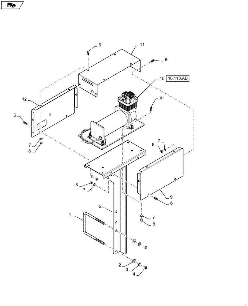 Схема запчастей Case IH 1625 - (39.100.AB[11]) - TRU-COUNT COMPRESSOR MOUNTING (39) - FRAMES AND BALLASTING