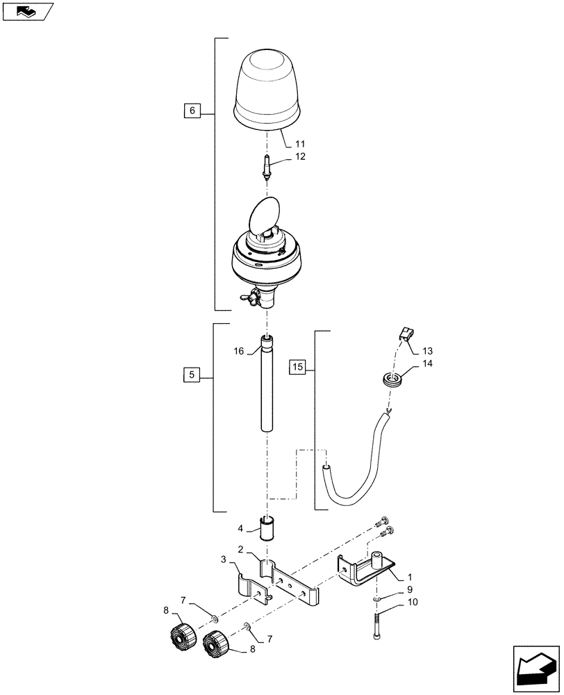 Схема запчастей Case IH 2240 - (55.404.AC[01]) - SINGLE BEACON LIGHT (55) - ELECTRICAL SYSTEMS