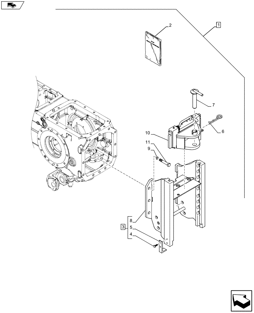 Схема запчастей Case IH FARMALL 105U - (88.037.AA[07]) - DIA KIT - CAT. C SLIDER TYPE TRAILER HITCH WITH SUPPORT - ISO (88) - ACCESSORIES