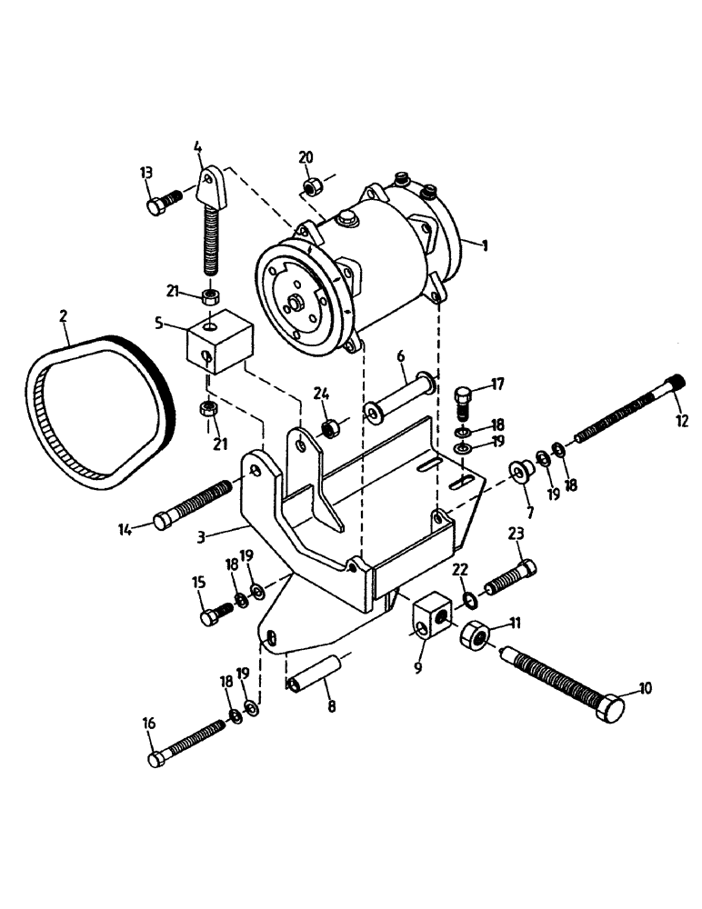 Схема запчастей Case IH 7000 - (A13-04) - AIR CONDITIONER COMPRESSOR, MOUNT AND BELT, 108 Mainframe & Functioning Components