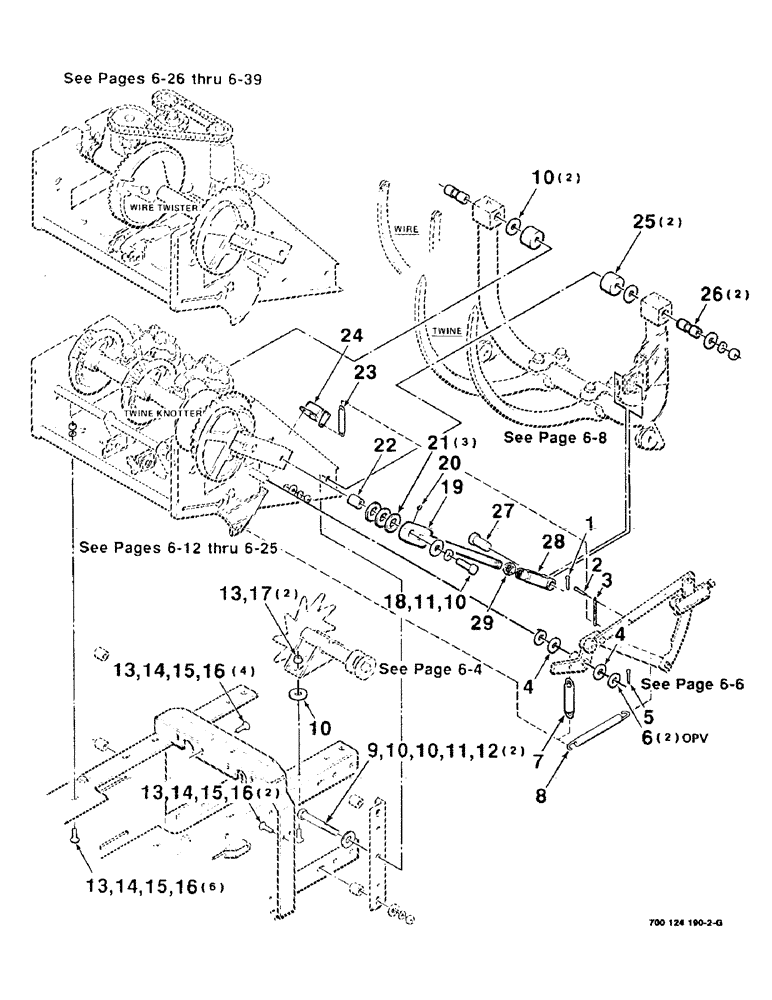 Схема запчастей Case IH 8545 - (6-02) - KNOTTER, TWISTER, NEEDLE MOUNTING & CONTROL ASSEMBLY (14) - BALE CHAMBER