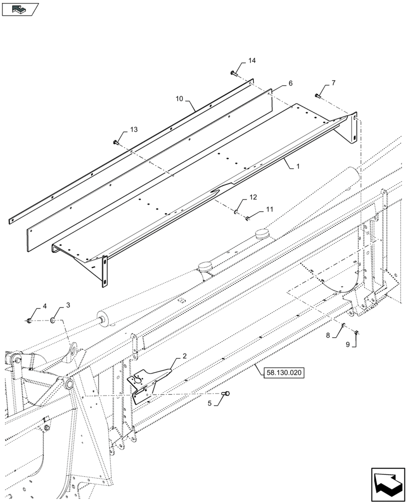 Схема запчастей Case IH 2608XF - (58.208.020) - AUGER PROTECTION (58) - ATTACHMENTS/HEADERS