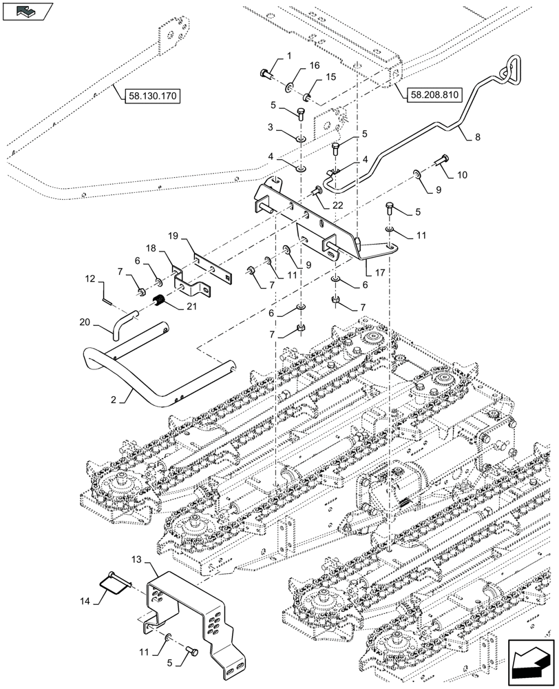 Схема запчастей Case IH 2612XR - (58.208.820) - INNER HOOD MOUNT (58) - ATTACHMENTS/HEADERS