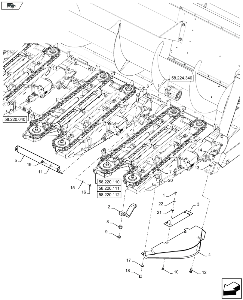 Схема запчастей Case IH 2608XF - (58.220.030) - ROW UNIT (58) - ATTACHMENTS/HEADERS