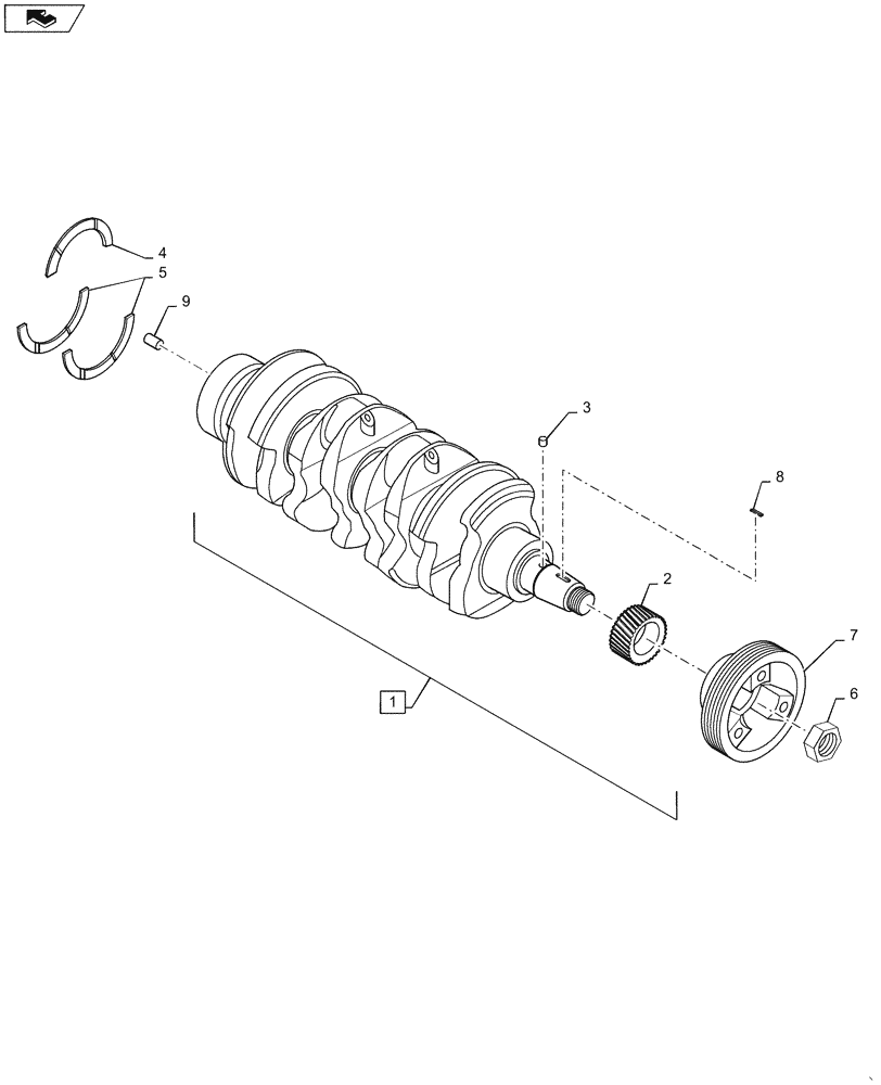 Схема запчастей Case IH SV185 - (10.103.AA) - CRANKSHAFT & PULLEY (10) - ENGINE