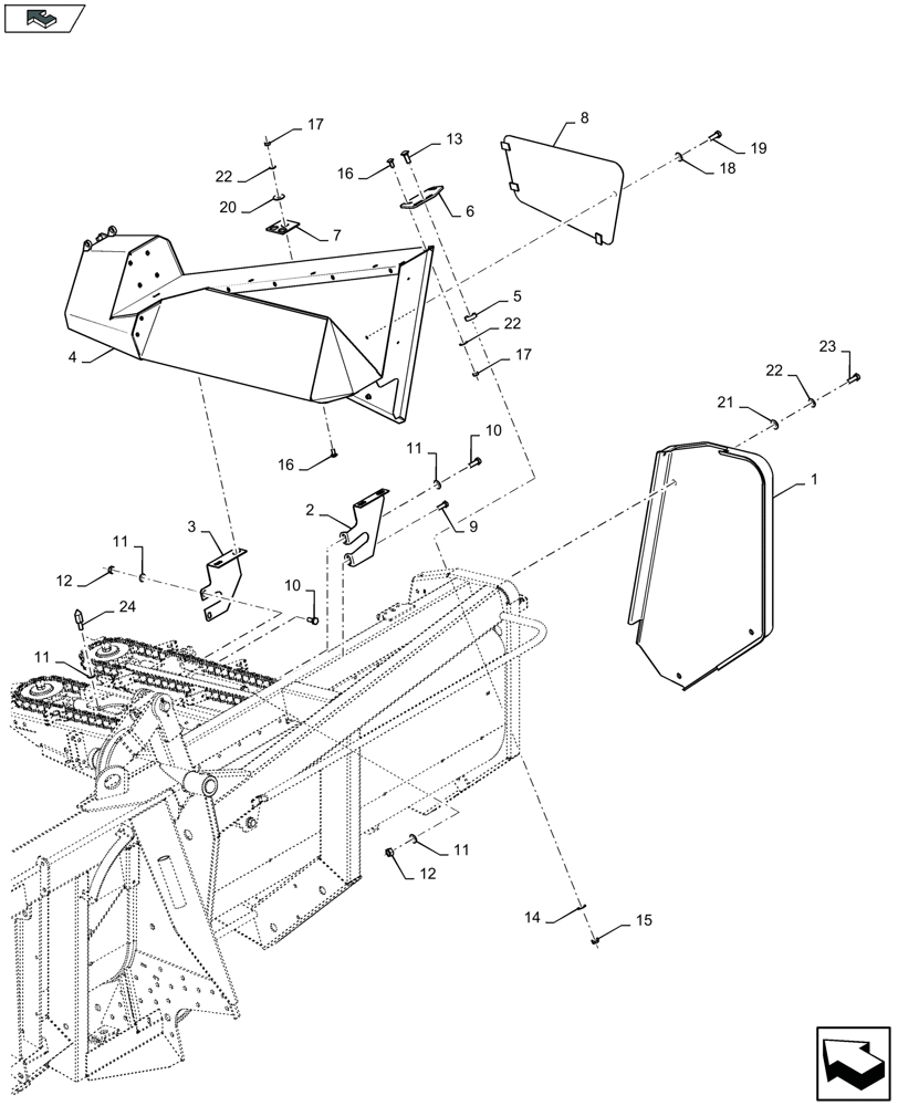 Схема запчастей Case IH 2608XF - (58.208.120) - HEADER SHIELDING, RH (58) - ATTACHMENTS/HEADERS