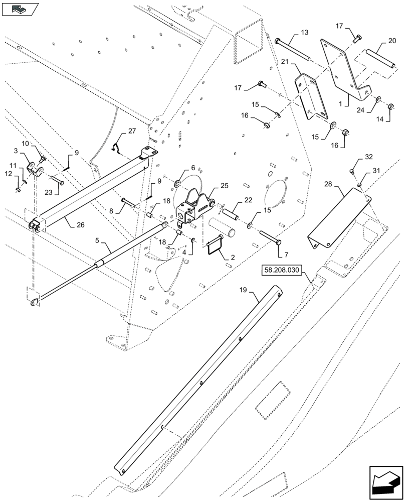 Схема запчастей Case IH 2608XR - (58.208.510) - SHIELD MOUNTING - LH & RH - D586 (58) - ATTACHMENTS/HEADERS