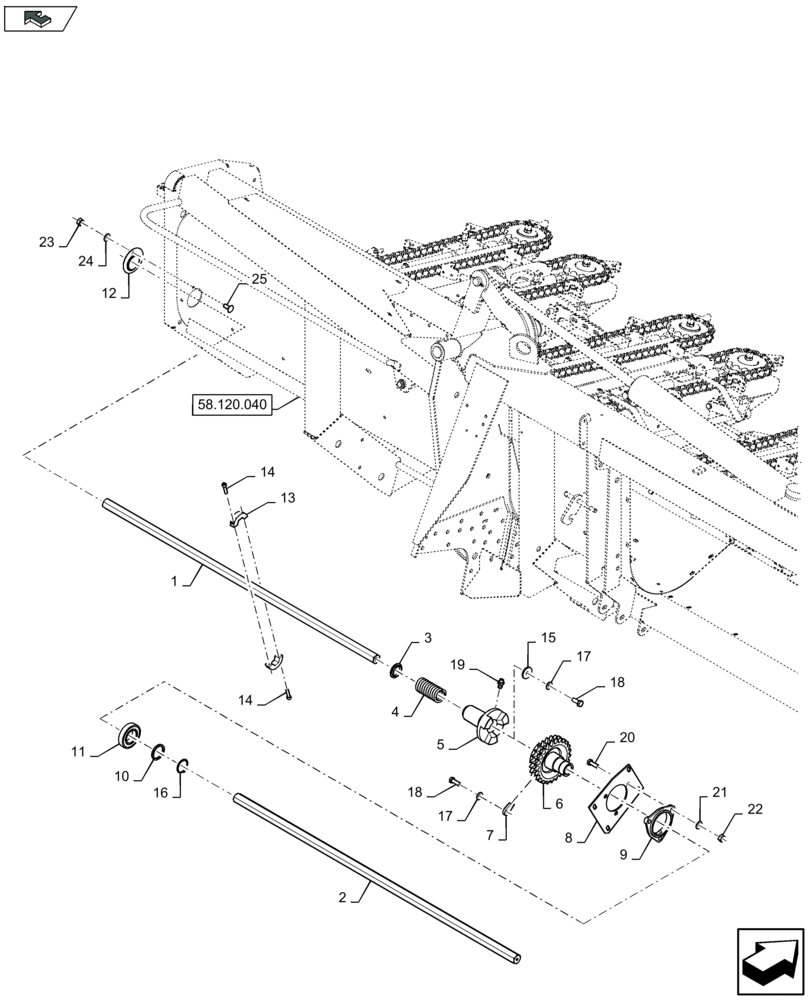 Схема запчастей Case IH 2608XF - (58.224.220) - ROW UNIT DRIVES, LH (58) - ATTACHMENTS/HEADERS