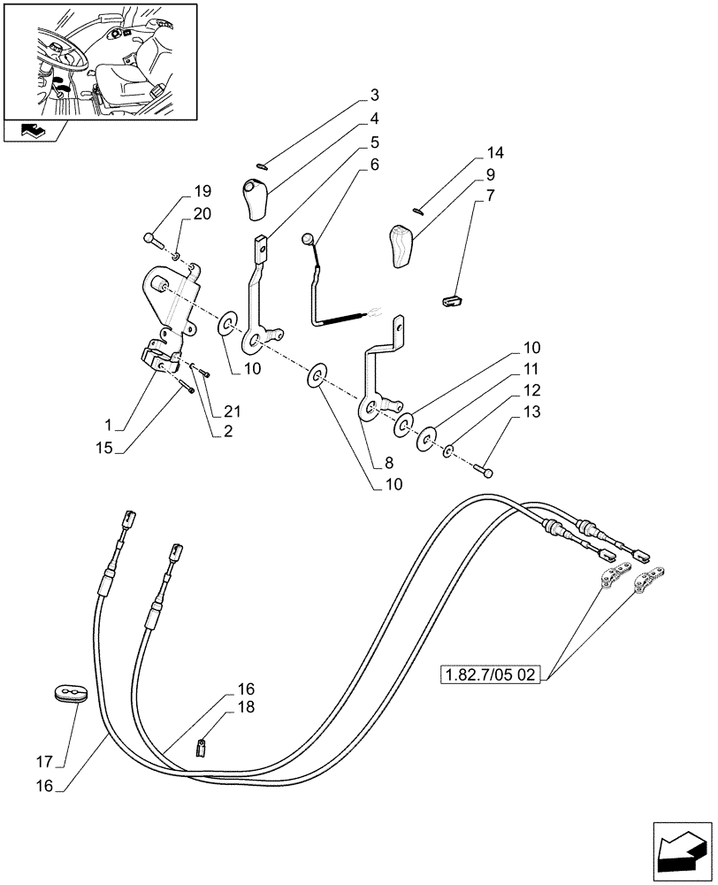Схема запчастей Case IH FARMALL 105V - (1.92.82/05[01]) - THREE REMOTE VALVES WITH FLOW DIVIDER FOR MDC - LEVER AND KNOB (VAR. 332391 – 335391 / 743526) (10) - OPERATORS PLATFORM/CAB