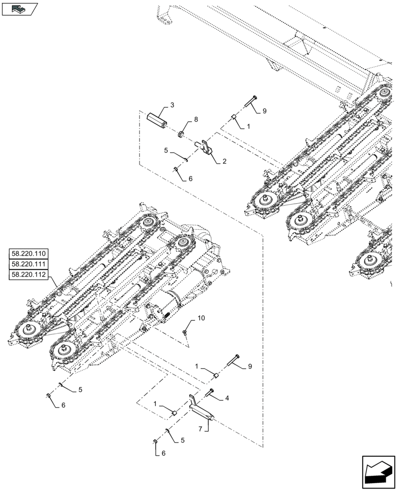 Схема запчастей Case IH 2608XF - (58.220.050) - ROW UNIT (58) - ATTACHMENTS/HEADERS