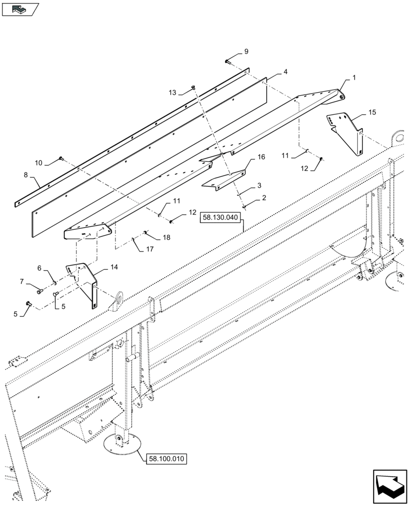 Схема запчастей Case IH 2606XR - (58.208.010) - AUGER PROTECTION (58) - ATTACHMENTS/HEADERS