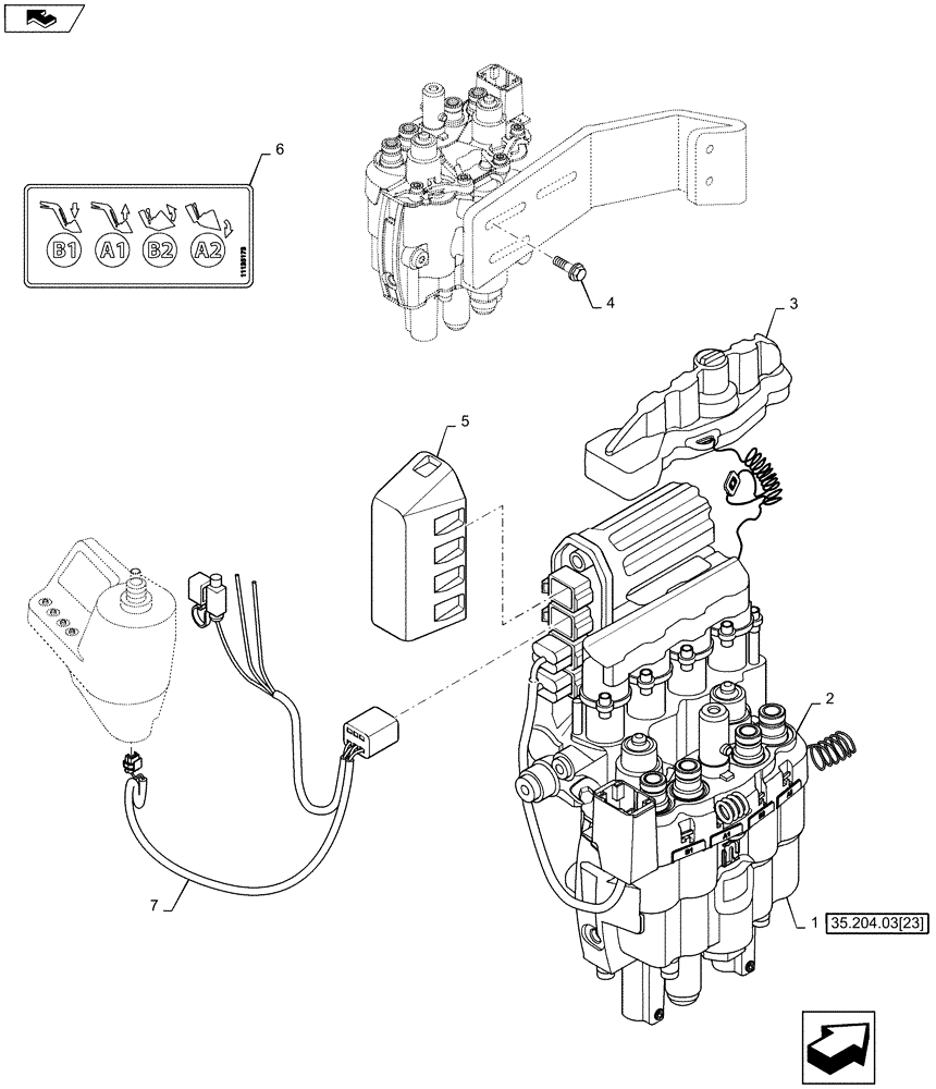 Схема запчастей Case IH L745 - (35.600.AQ[05]) - VAR - 713633006, 713633016 - 2 FUNCTION ELECTRO HYDRAULIC KIT - VALVE AND ELECTRIC CONNECTION FOR MAXXUM 110, 115, 120, 125, 130, 140 W/ CCLS (35) - HYDRAULIC SYSTEMS