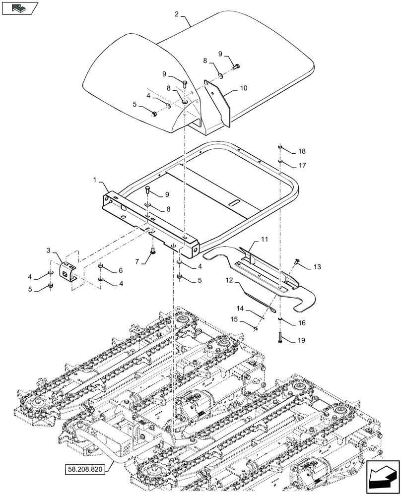 Схема запчастей Case IH 2612XR - (58.208.810) - ROW UNIT HOOD (58) - ATTACHMENTS/HEADERS