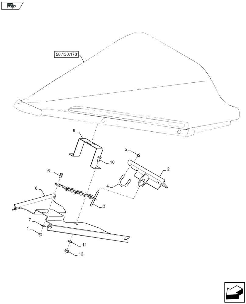 Схема запчастей Case IH 2608XF - (58.130.160) - INNER DIVIDER SUPPORT (58) - ATTACHMENTS/HEADERS