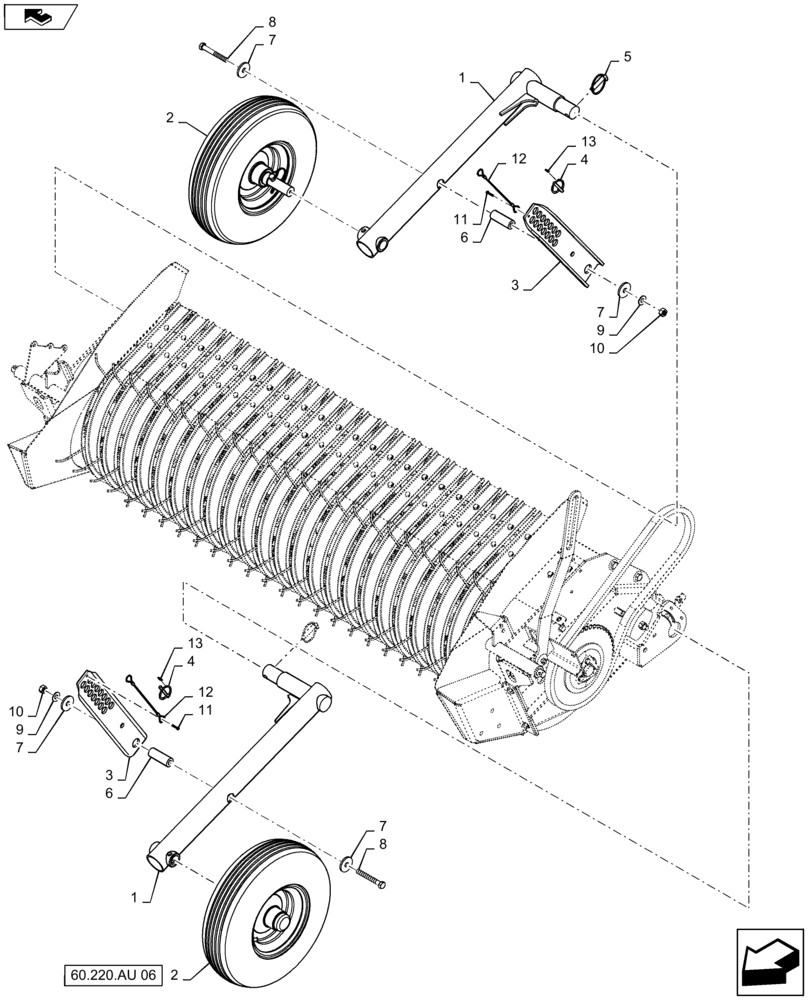 Схема запчастей Case IH RB565 - (60.220.AU[07]) - VAR - 726822 - PICK-UP WHEEL ASSY, NO TOOLS, STANDARD PICKUP (60) - PRODUCT FEEDING