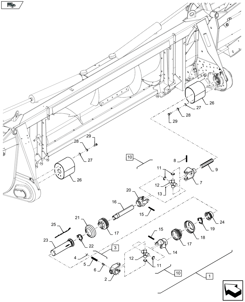 Схема запчастей Case IH 2608XF - (58.100.680) - POWER TAKE-OFF (58) - ATTACHMENTS/HEADERS