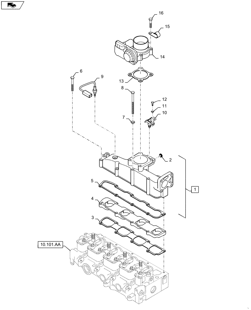 Схема запчастей Case IH SV185 - (10.254.AM) - AIR INTAKE MANIFOLD (10) - ENGINE