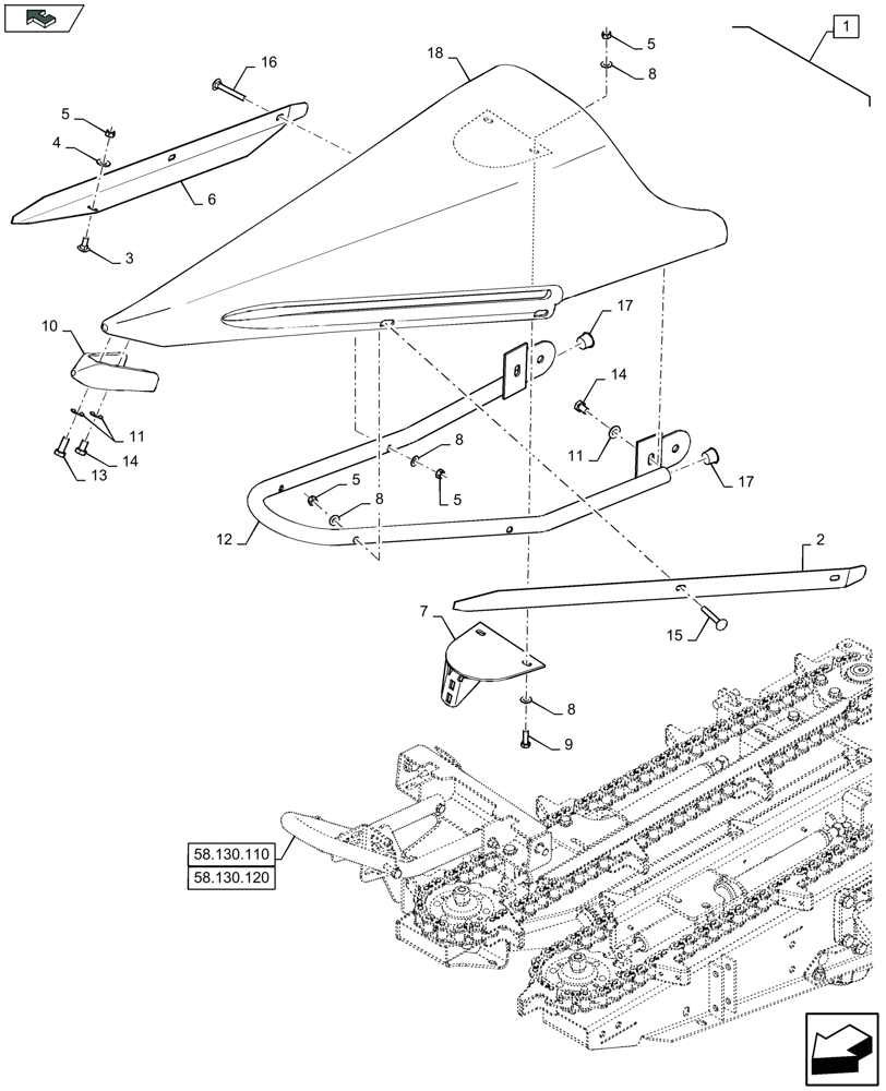Схема запчастей Case IH 2606XR - (58.130.130) - END DIVIDER, LH & RH - D586 (58) - ATTACHMENTS/HEADERS