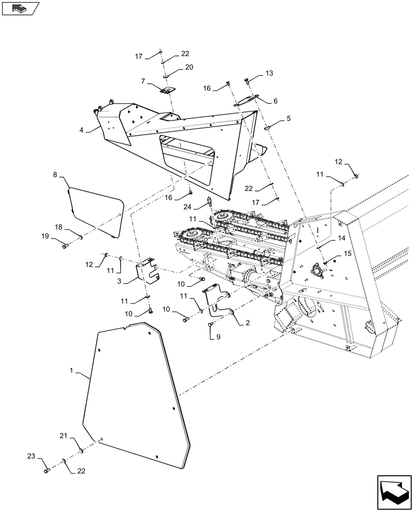 Схема запчастей Case IH 2608XR - (58.208.115) - HEADER SHIELDING, LH - C585 (58) - ATTACHMENTS/HEADERS