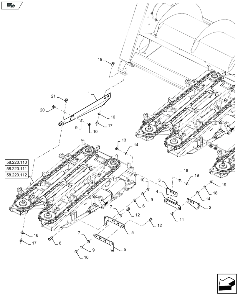 Схема запчастей Case IH 2608XF - (58.220.040) - ROW UNIT (58) - ATTACHMENTS/HEADERS
