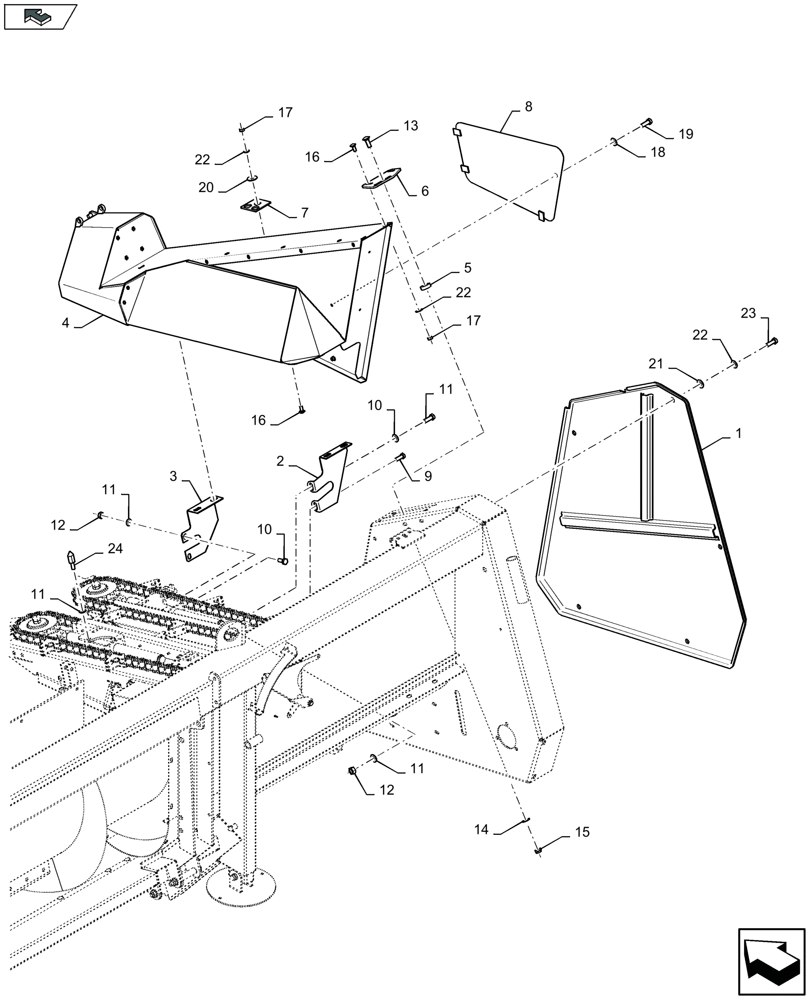 Схема запчастей Case IH 2608XR - (58.208.125) - HEADER SHIELDING, RH - C585 (58) - ATTACHMENTS/HEADERS