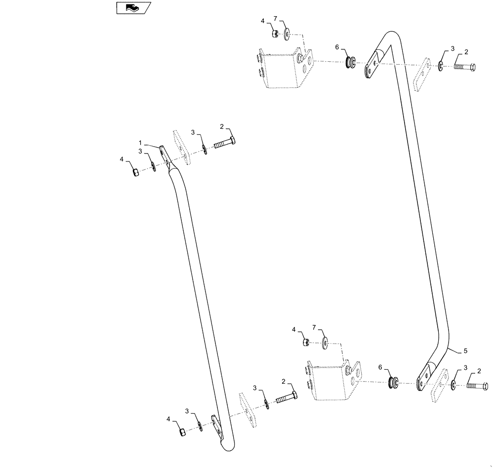 Схема запчастей Case IH STEIGER 500 - (90.118.AX[01]) - HANDRAIL, OUTSIDE (90) - PLATFORM, CAB, BODYWORK AND DECALS