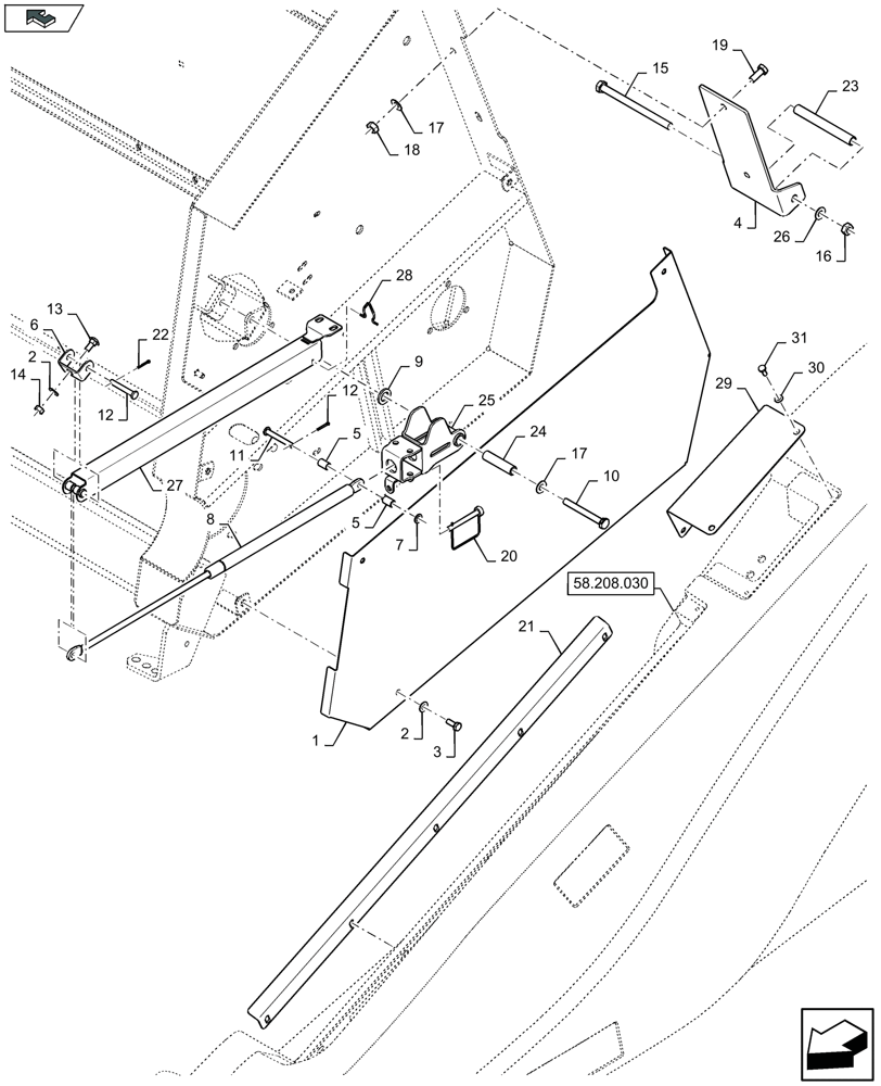 Схема запчастей Case IH 2606XR - (58.208.520) - SHIELD MOUNTING - LH & RH - D586 (58) - ATTACHMENTS/HEADERS