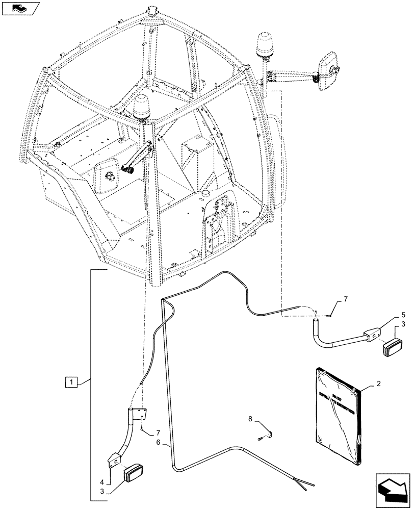 Схема запчастей Case IH MAGNUM 245 - (88.055.03) - DIA KIT, FRONT HITCH HEADLAMPS RH DIP MX (88) - ACCESSORIES