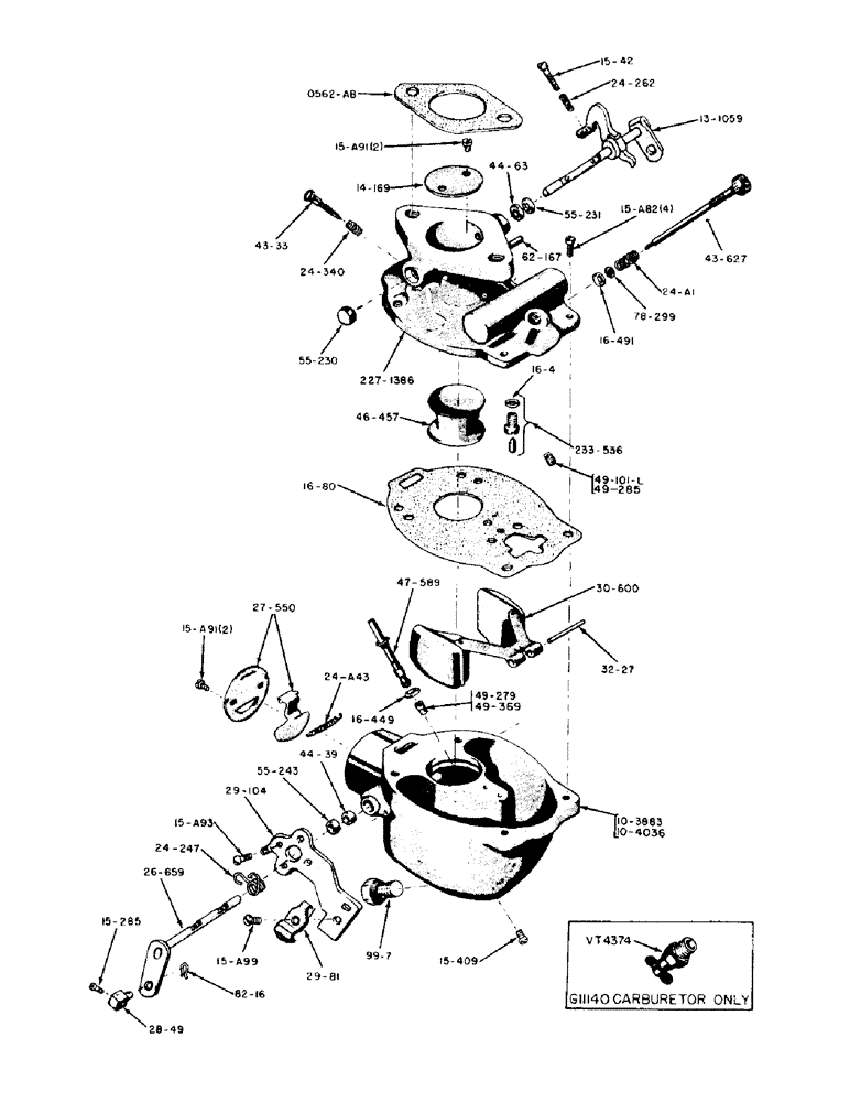 Схема запчастей Case IH 300-SERIES - (024) - SPARK IGNITION ENGINES, G11050 AND G11140 MARVEL-SCHEBLER CARBURETORS (03) - FUEL SYSTEM