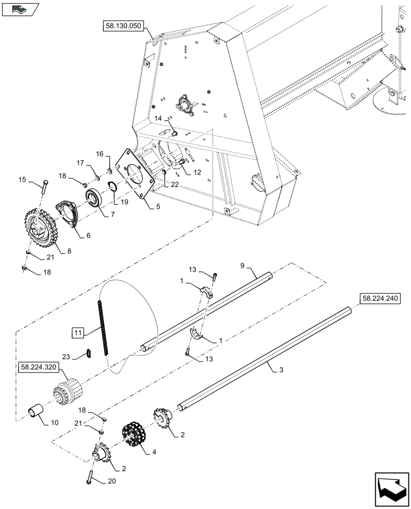 Схема запчастей Case IH 2606XR - (58.224.230) - ROW UNIT DRIVES, LH (58) - ATTACHMENTS/HEADERS