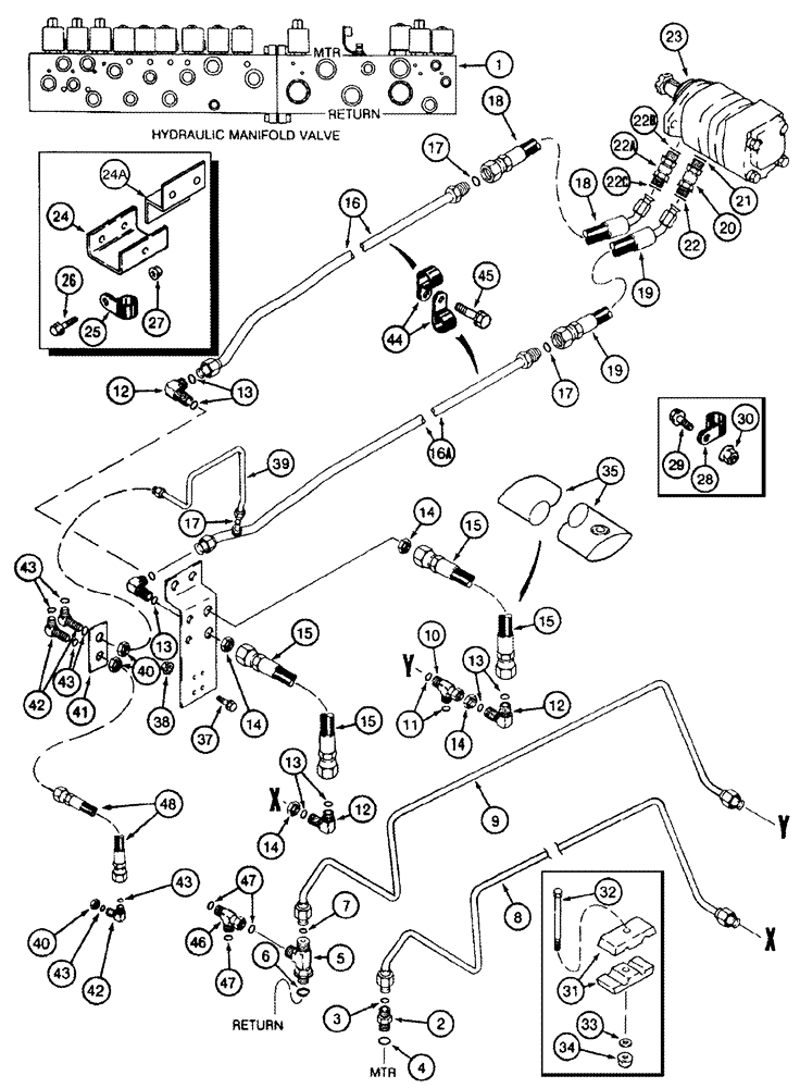 Схема запчастей Case IH 2555 - (08-39) - CONVEYOR UNLOADER MOTOR SYSTEM (07) - HYDRAULICS
