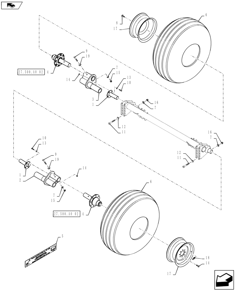 Схема запчастей Case IH RB465 - (27.500.AL[04]) - VAR - 809980 - WHEELS & TIRES, 21.5L X 16.1 - 10 PLY (27) - REAR AXLE SYSTEM