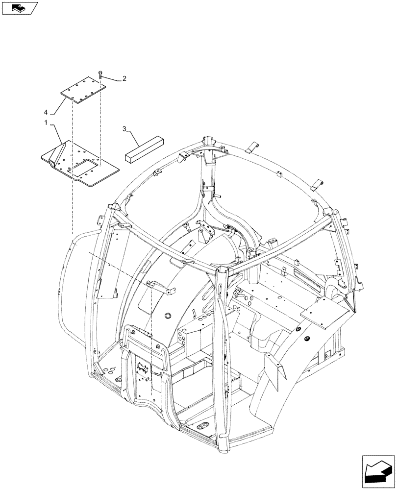 Схема запчастей Case IH MAXXUM 110 - (90.150.AC[04]) - VAR - 390283 - CAB FRAME, PLATE (90) - PLATFORM, CAB, BODYWORK AND DECALS