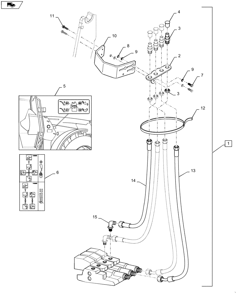 Схема запчастей Case IH L775 - (35.525.AA[11]) - VAR - 713628006 - 2 FUNCTION MMV HOSE KIT FOR PUMA 115 - 210 (35) - HYDRAULIC SYSTEMS