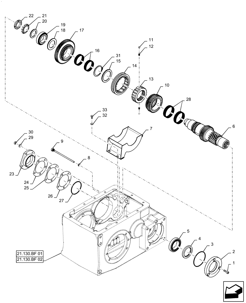 Схема запчастей Case IH 9230 - (21.140.AQ) - GEARBOX, INPUT SHAFT (21) - TRANSMISSION
