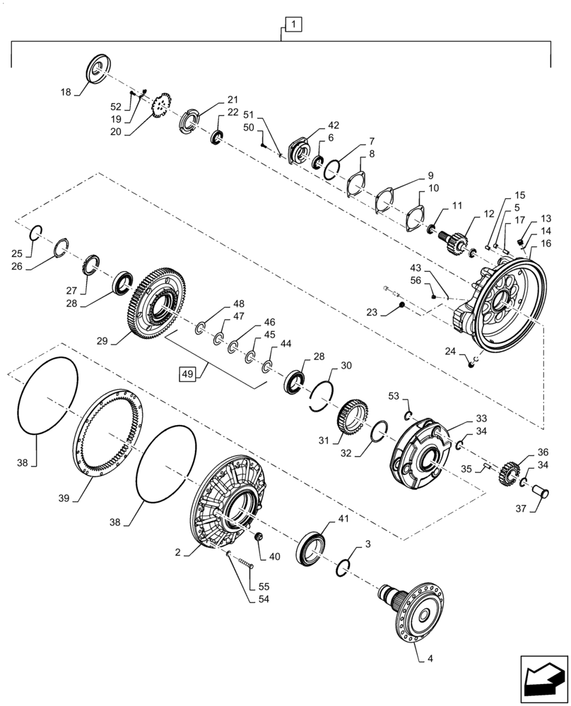 Схема запчастей Case IH 9240 - (25.310.AB[01]) - VAR - 722775, 722776, 425273 - FINAL DRIVE, PLANETARY GEAR, STANDARD 13.09/1 (25) - FRONT AXLE SYSTEM